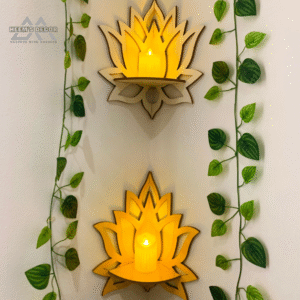 ২ টি পদ্মফুল কর্নার সেলফ সেট ক্যান্ডেল লাইট ছাড়া