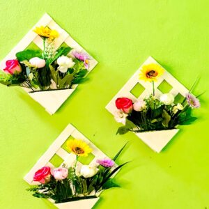 3pcs Floral Frame Set With Artificial Flower-White