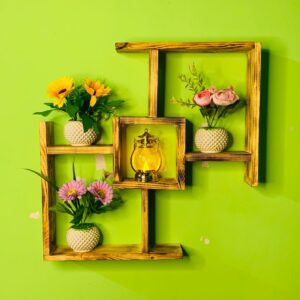 বার্ন উডেন ফ্লাওয়ার সেল্ফ